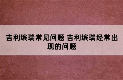 吉利缤瑞常见问题 吉利缤瑞经常出现的问题